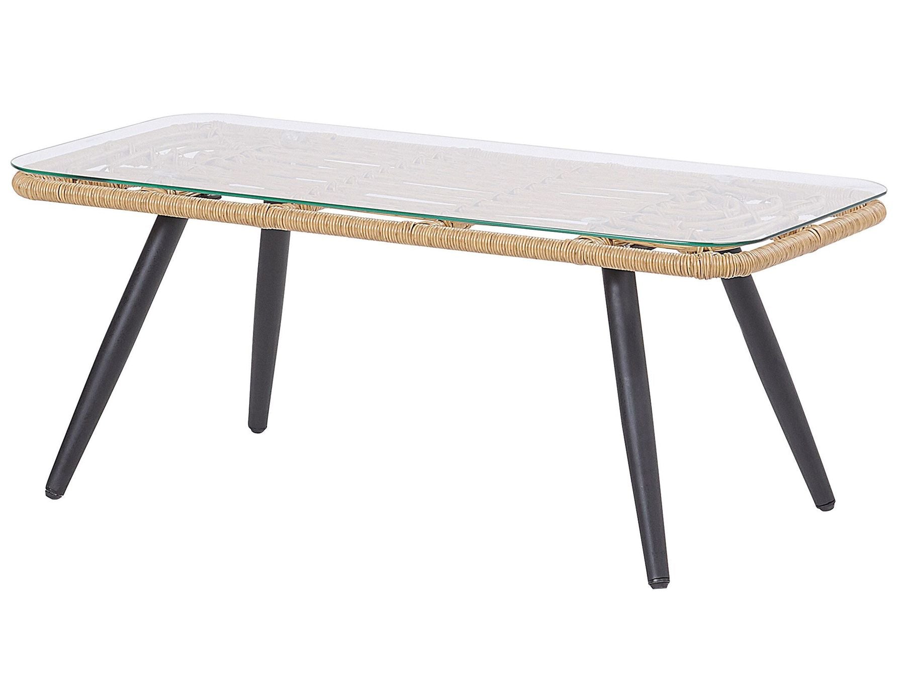 Garden Lounge Set with Table 4 Seater FOBELLO PE Rattan Beige