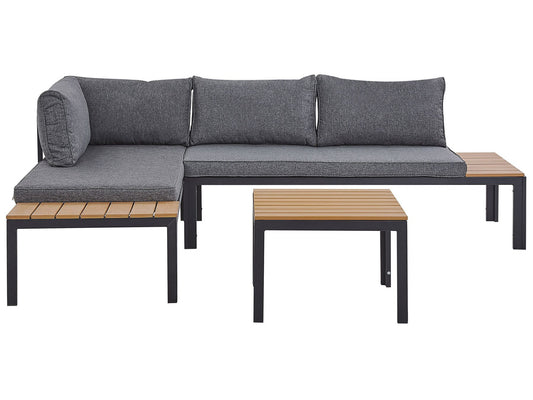 Garden Corner Sofa with Table 4 Seater PIENZA Right Hand Modular Grey