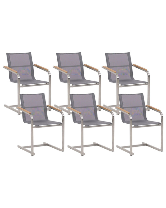 Set of 6 Garden Chairs COSOLETO Stainless Steel Grey