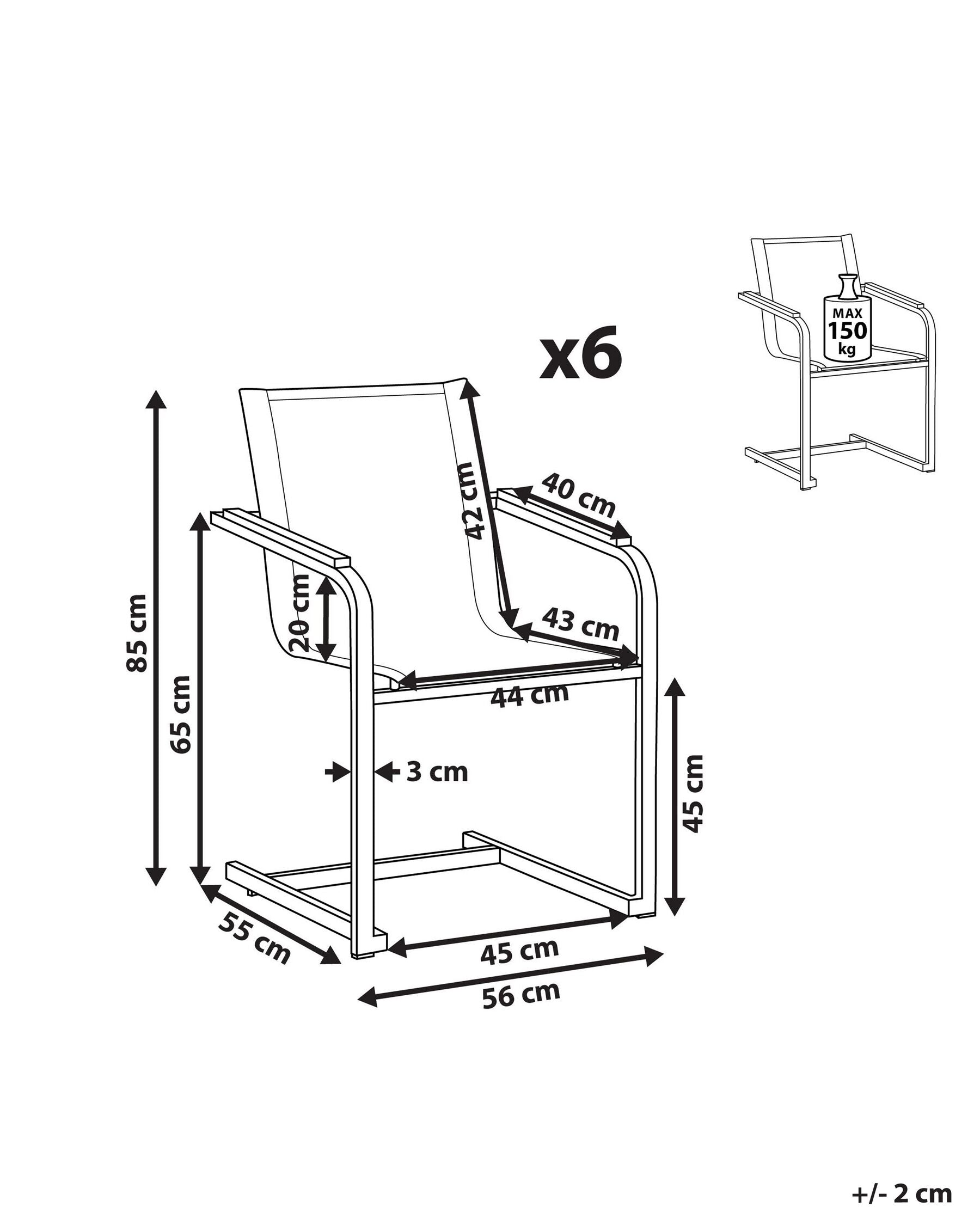 Set of 6 Garden Chairs COSOLETO Stainless Steel Grey