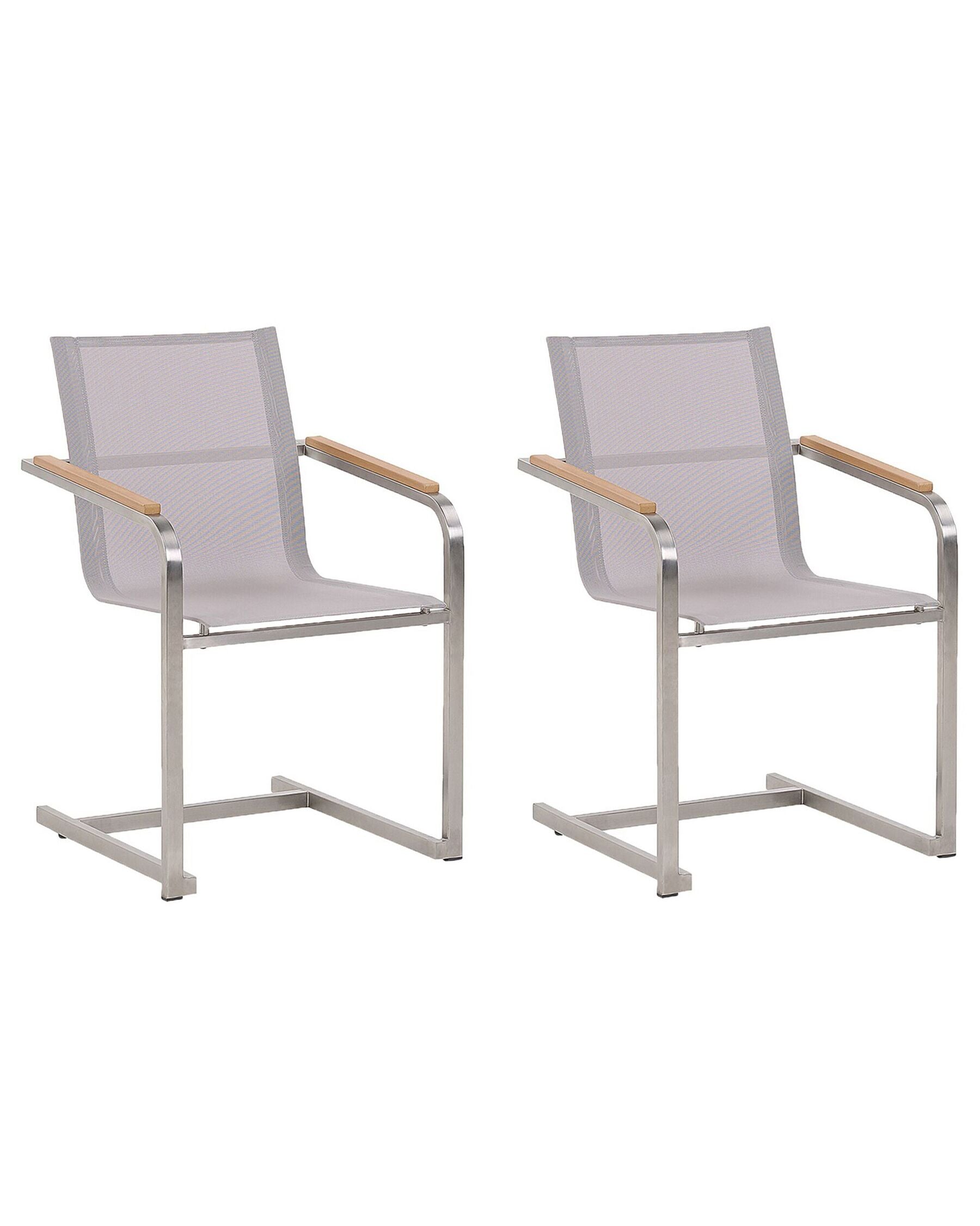 Set of 2 Garden Chairs COSOLETO Stainless Steel Beige