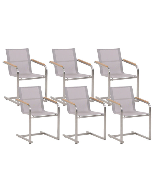 Set of 6 Garden Chairs COSOLETO Stainless Steel Beige