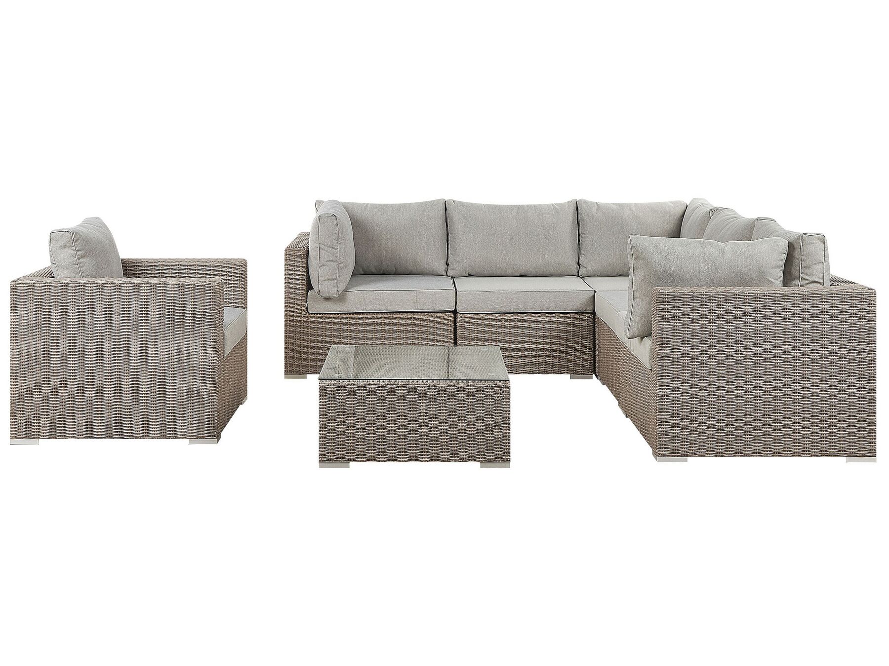Garden Lounge Set with Table 6 Seater CONTARE Left Hand Modular PE Rattan Taupe
