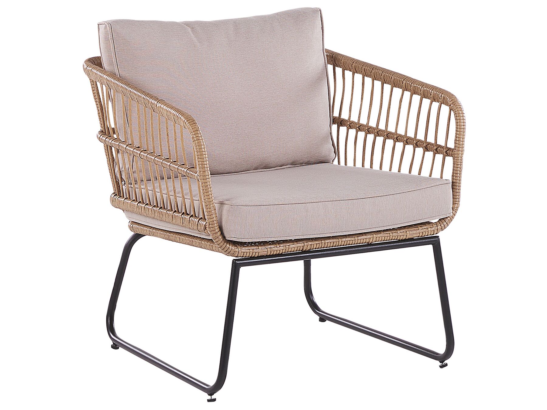 Garden Lounge Set with Table 4 Seater RAVELLO PE Rattan Natural