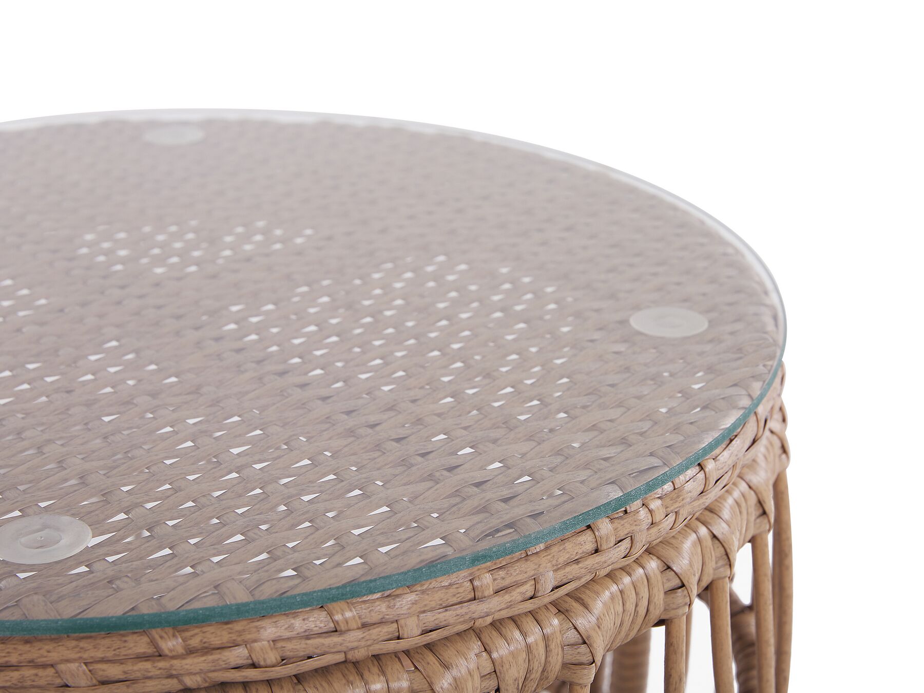 Garden Lounge Set with Table 4 Seater RAVELLO PE Rattan Natural