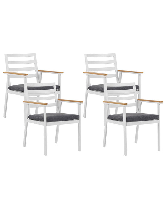 Set of 4 Garden Chairs with Cushions CAVOLI Metal Grey