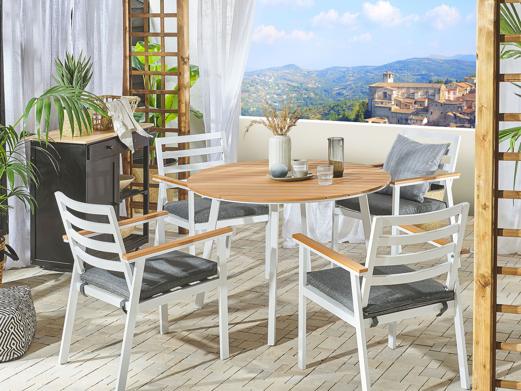 Garden Dining Set 4 Seater CAVOLI with Cushions Metal Grey
