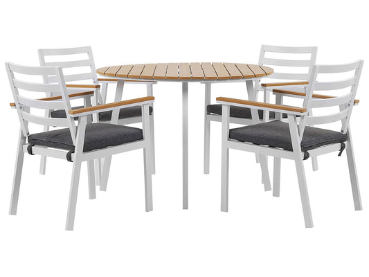 Garden Dining Set 4 Seater CAVOLI with Cushions Metal Grey