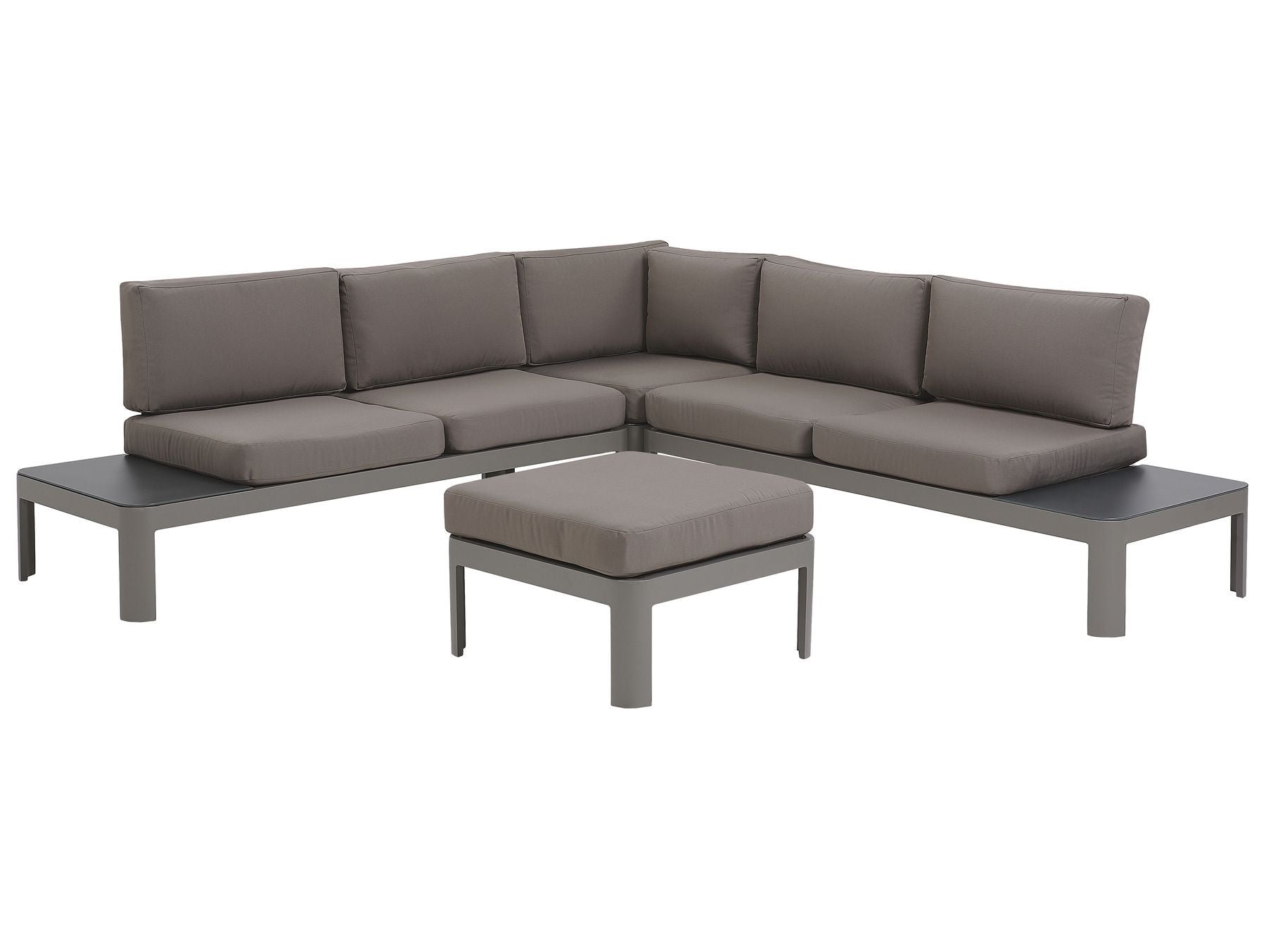 Garden Corner Sofa with Ottoman 5 Seater FERENTINO Modular Metal Grey