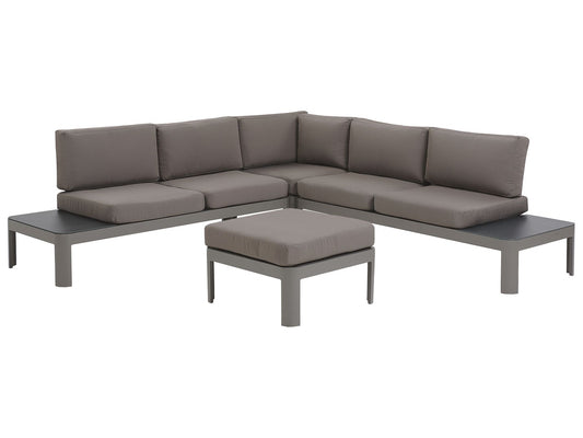 Garden Corner Sofa with Ottoman 5 Seater FERENTINO Modular Metal Grey