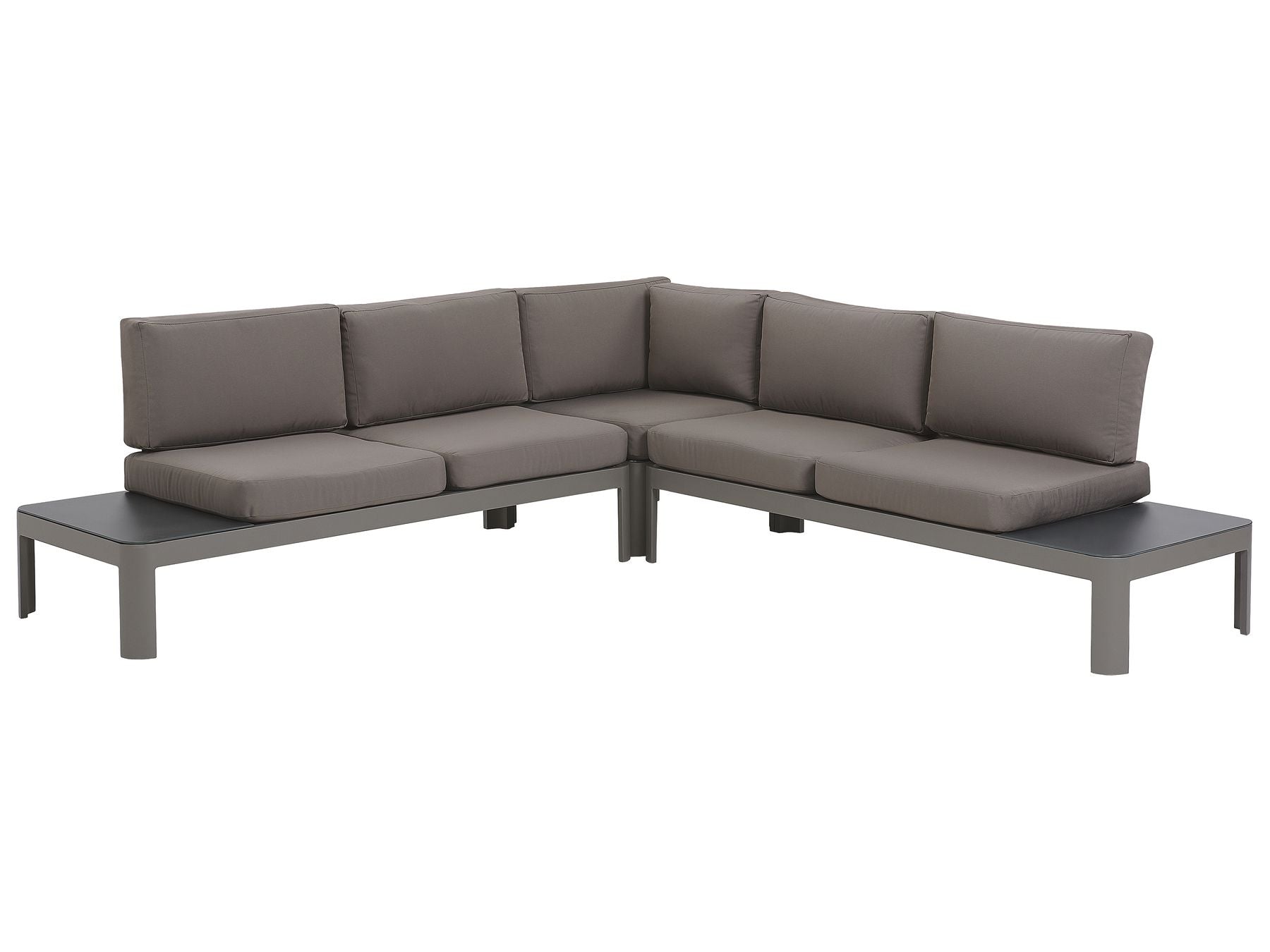 Garden Corner Sofa with Ottoman 5 Seater FERENTINO Modular Metal Grey