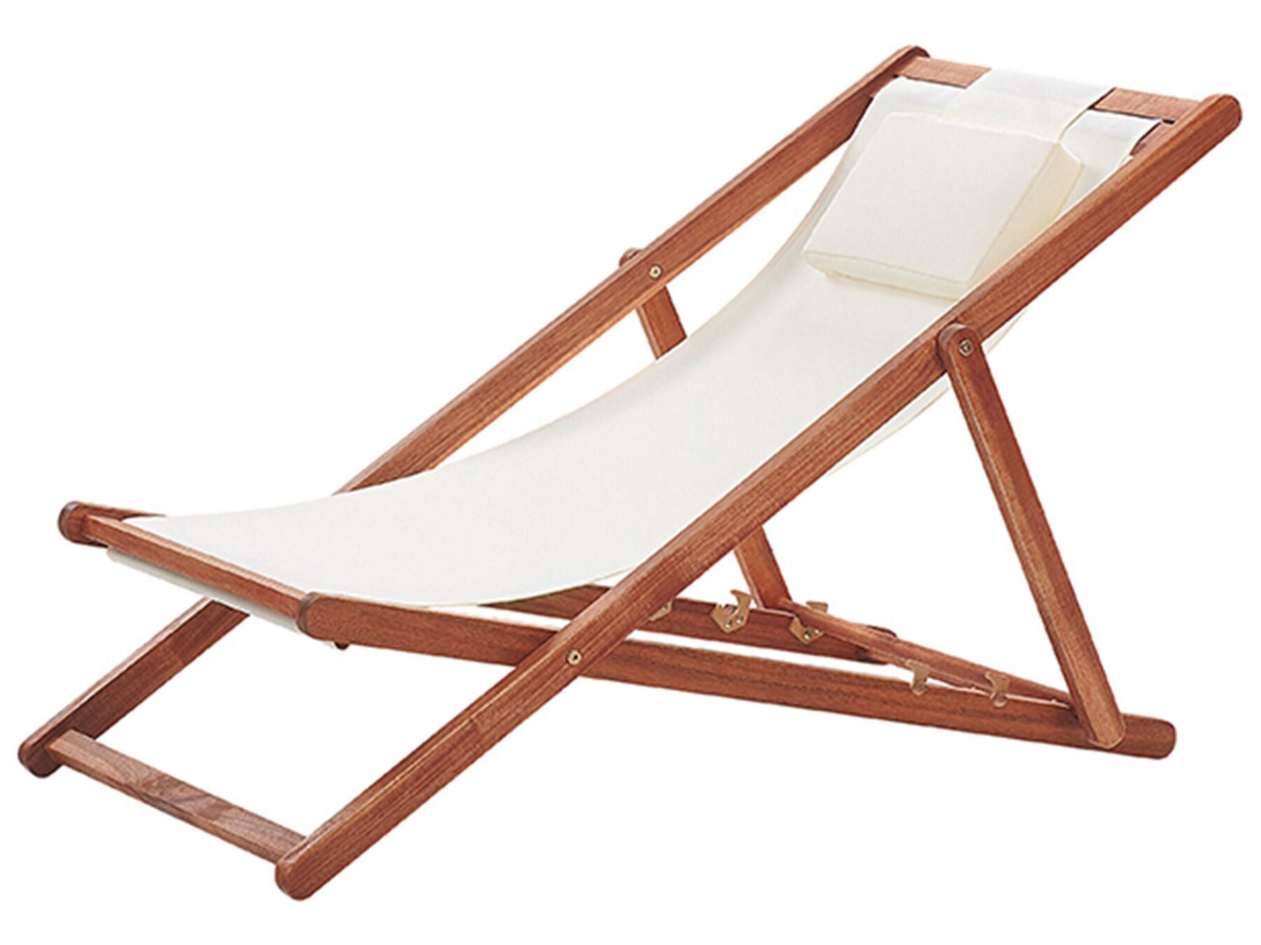 Folding Deck Chair AVELLINO Acacia Wood Off-White