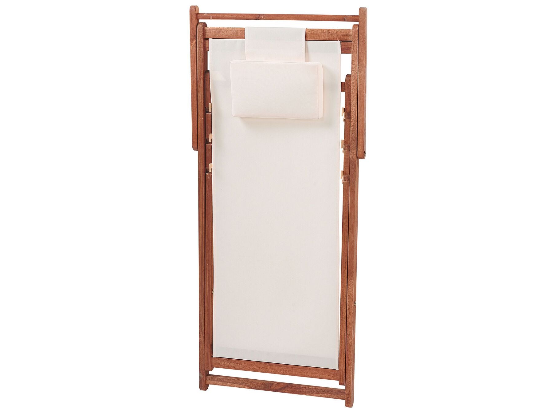 Folding Deck Chair AVELLINO Acacia Wood Off-White