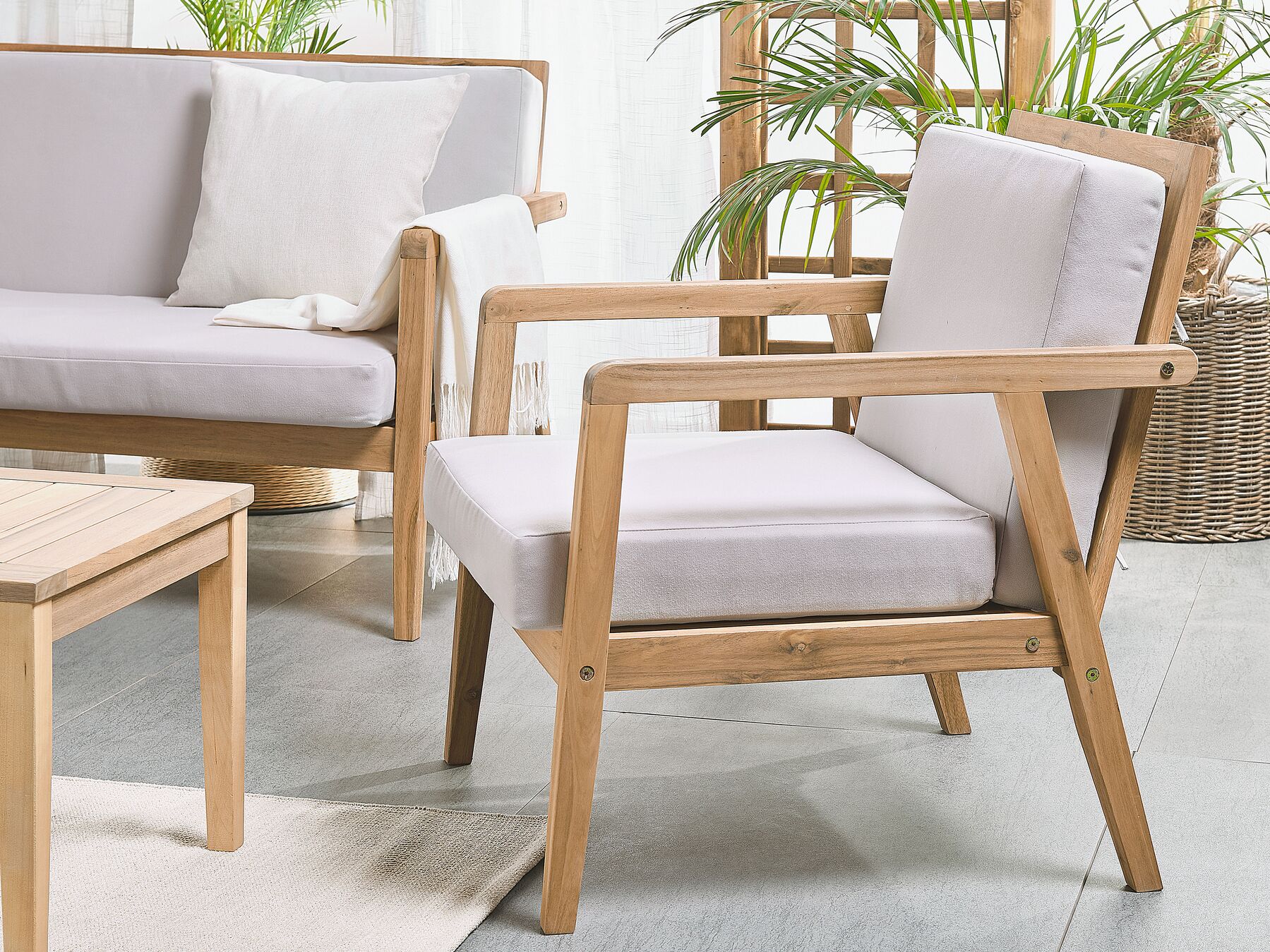 Garden Lounge Set with Table 4 Seater PALLANO Acacia Wood Taupe