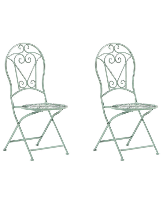 Set of 2 Garden Chairs TRENTO Metal Light Green