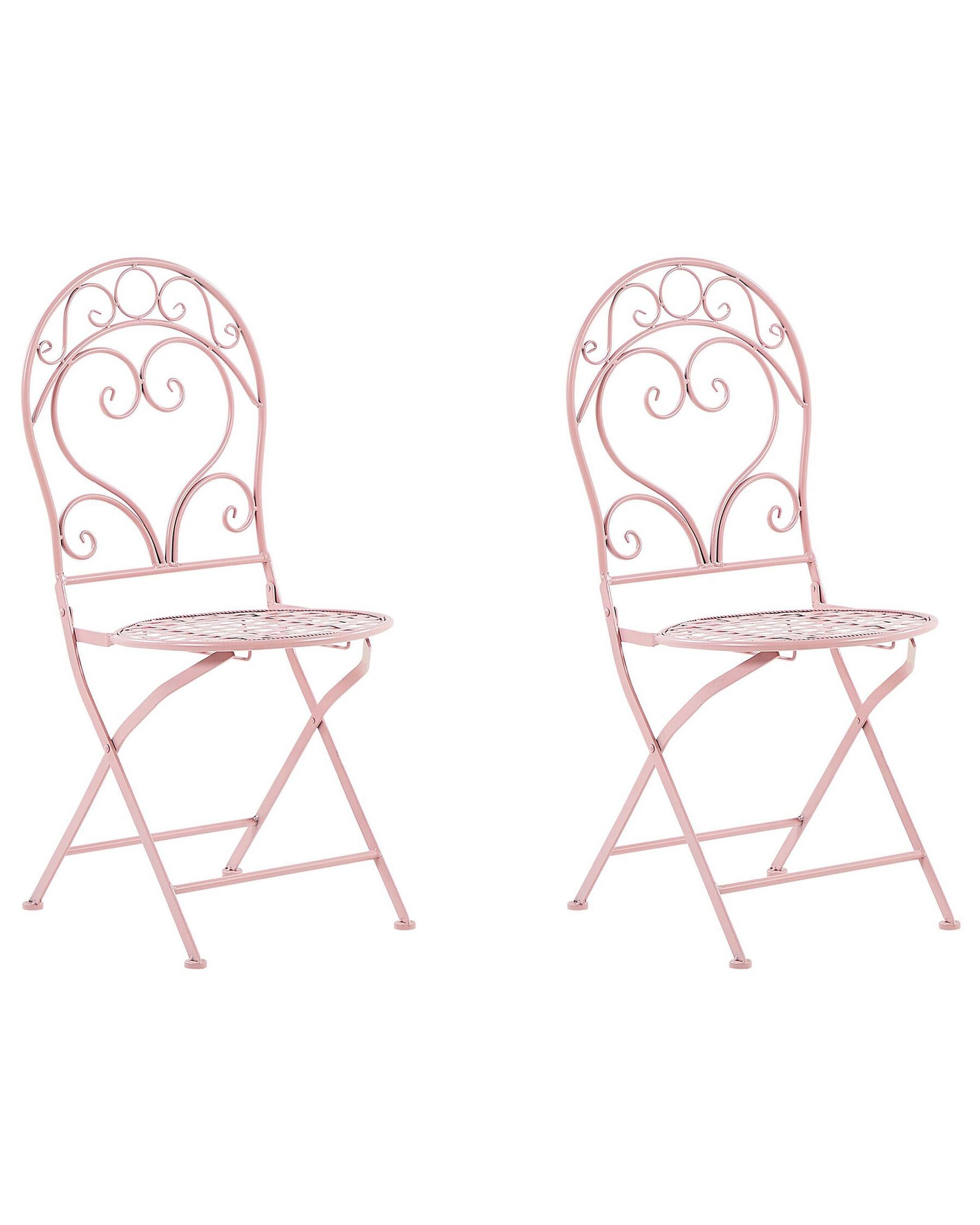 Set of 2 Garden Chairs ALBINIA Metal Pink