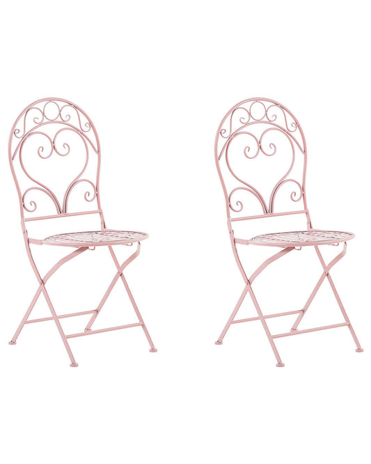 Set of 2 Garden Chairs ALBINIA Metal Pink