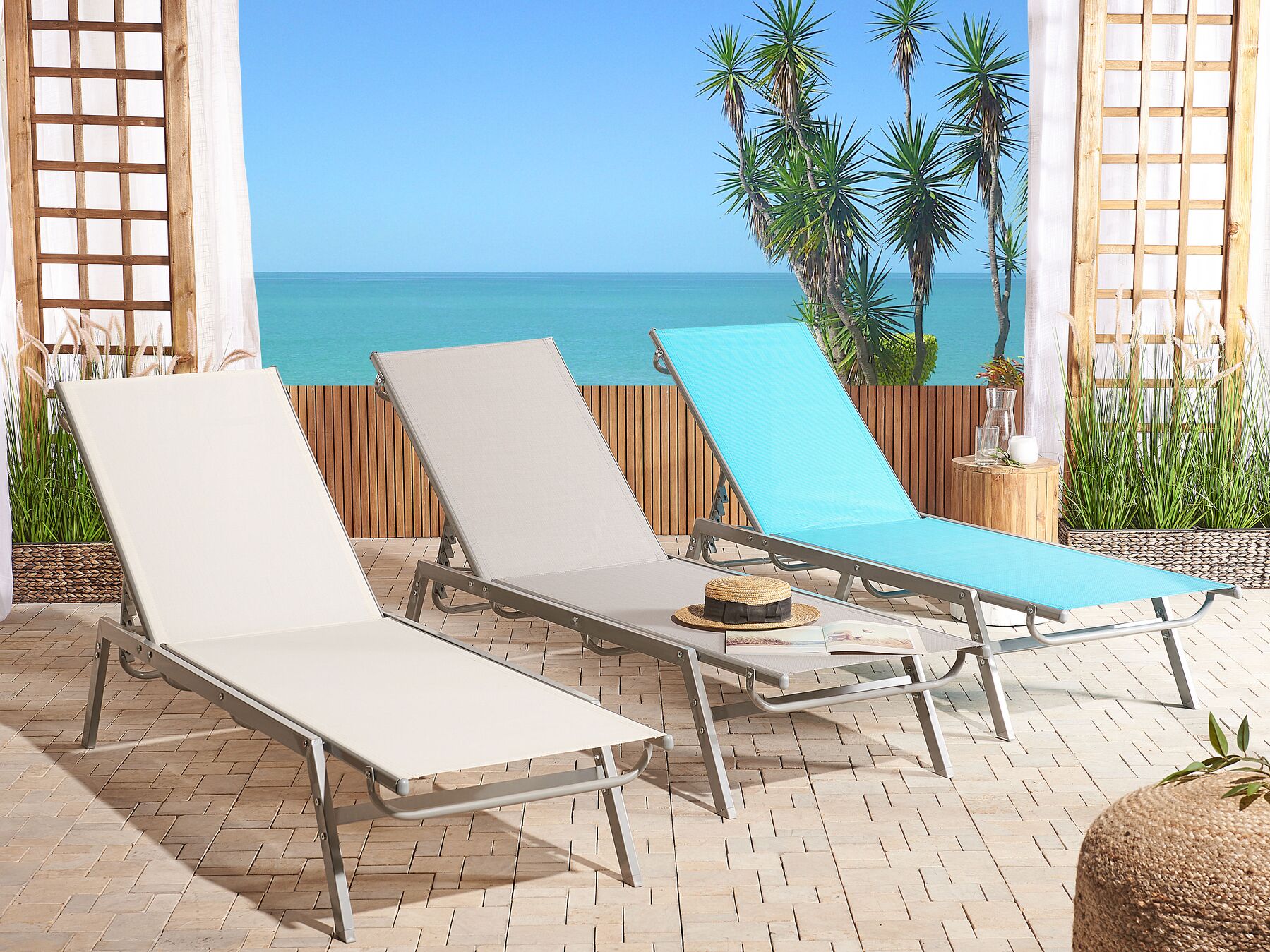 Steel Reclining Sun Lounger Grey NOLI