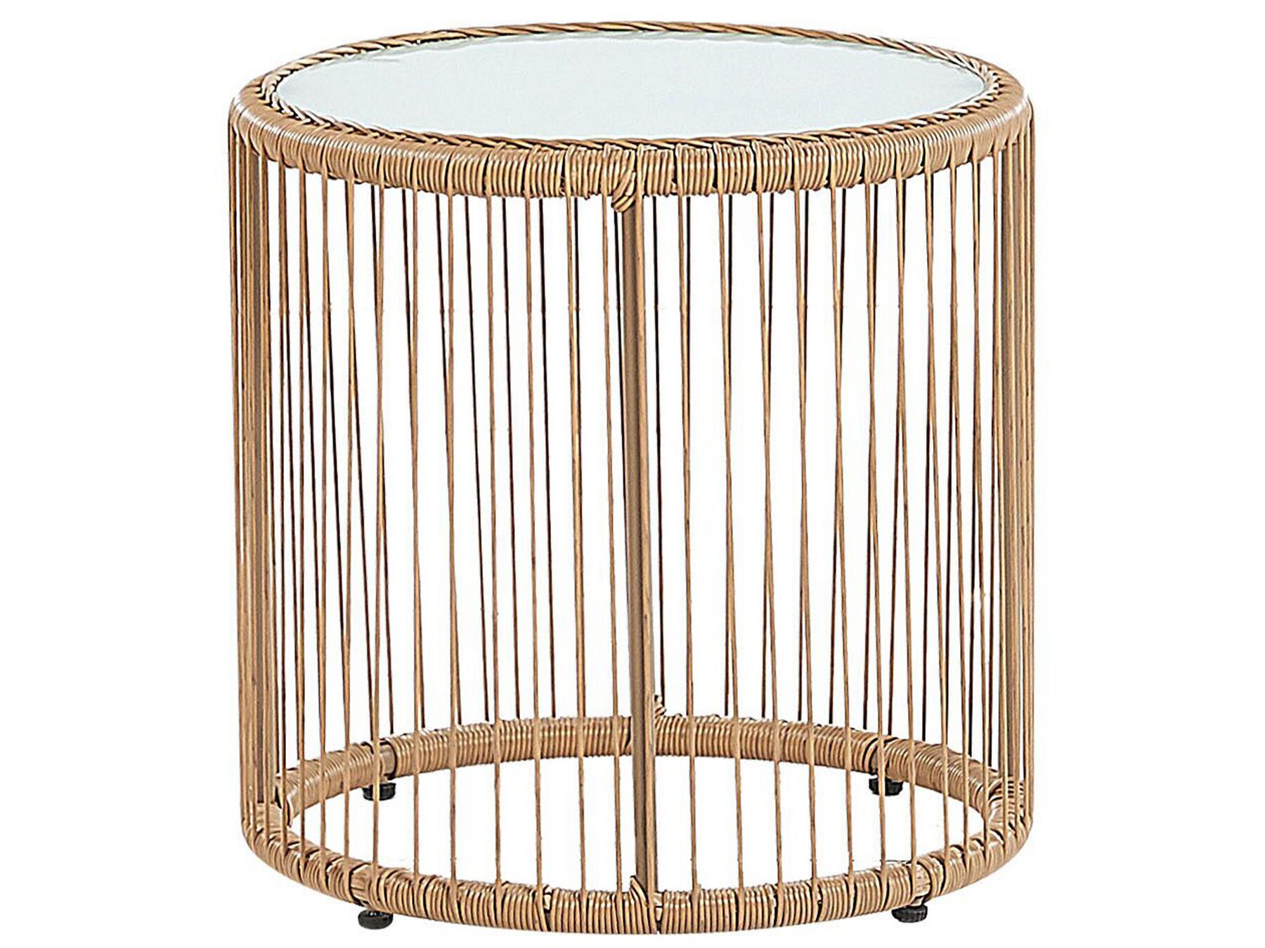 Bistro Set with Cushions LABICO PE Rattan Light Brown