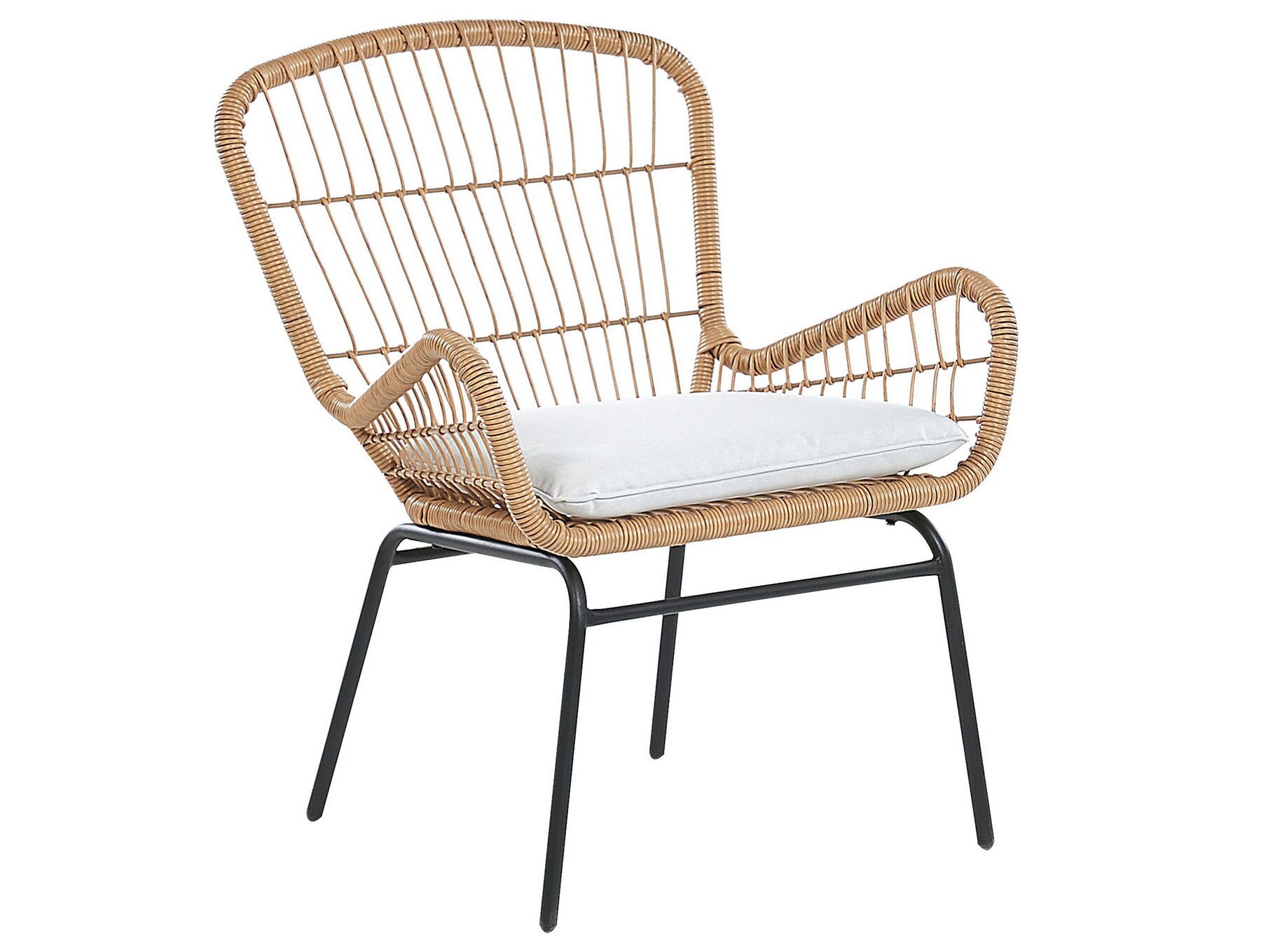 Bistro Set with Cushions LABICO PE Rattan Light Brown