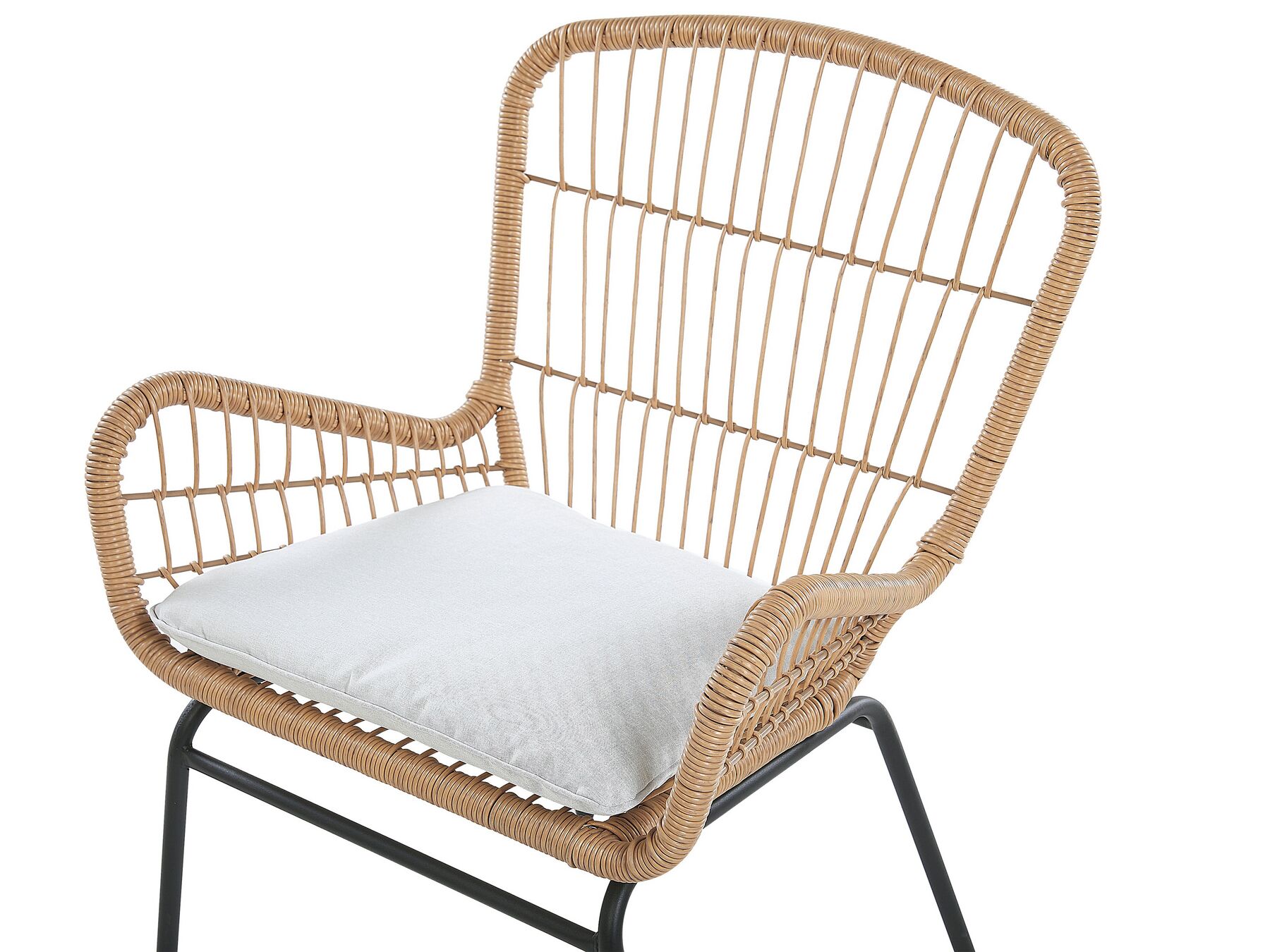 Bistro Set with Cushions LABICO PE Rattan Light Brown