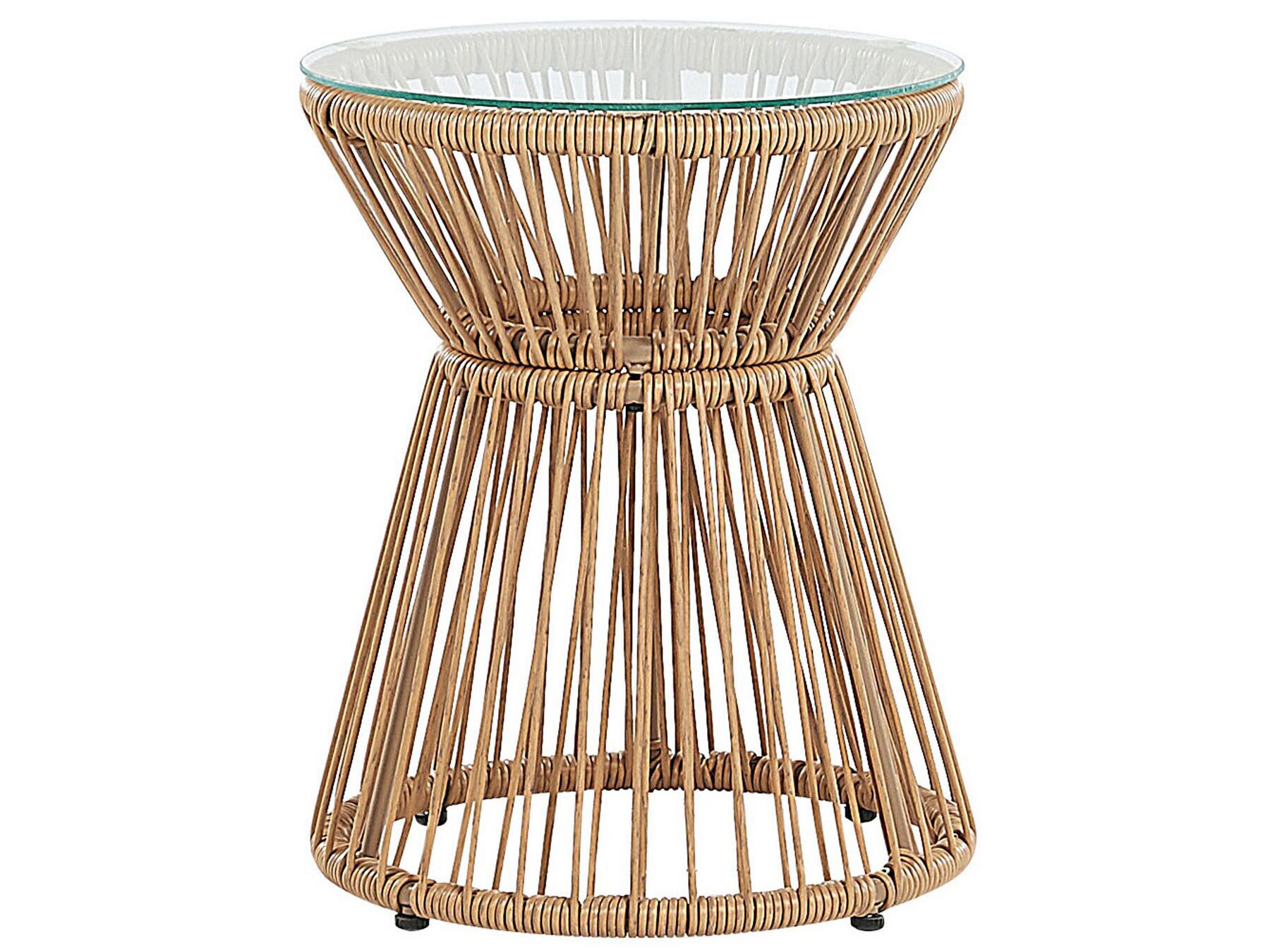 Bistro Set with Cushions TRESTINA PE Rattan Light Brown