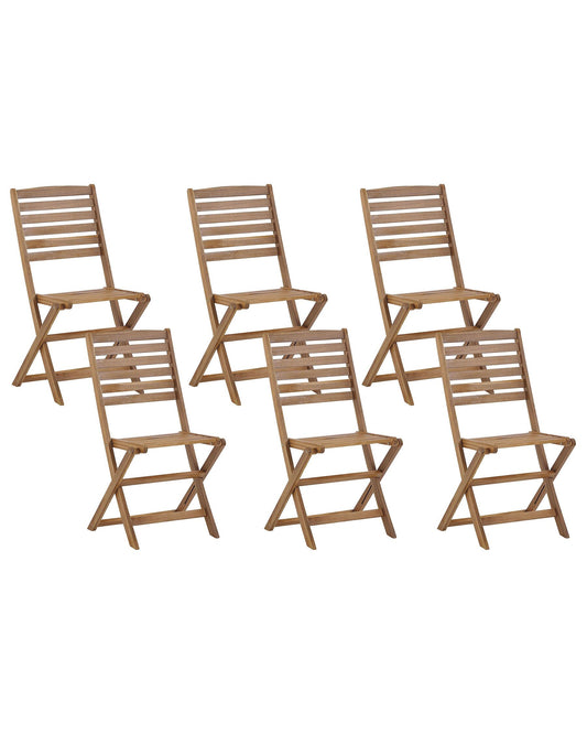 Set of 6 Garden Chairs TOLVE Acacia Wood Brown