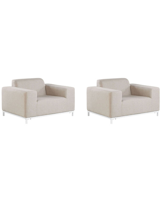 Set of 2 Garden Armchairs ROVIGO Fabric Beige