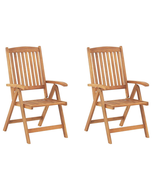 Set of 2 Garden Chairs JAVA Acacia Wood Light Brown