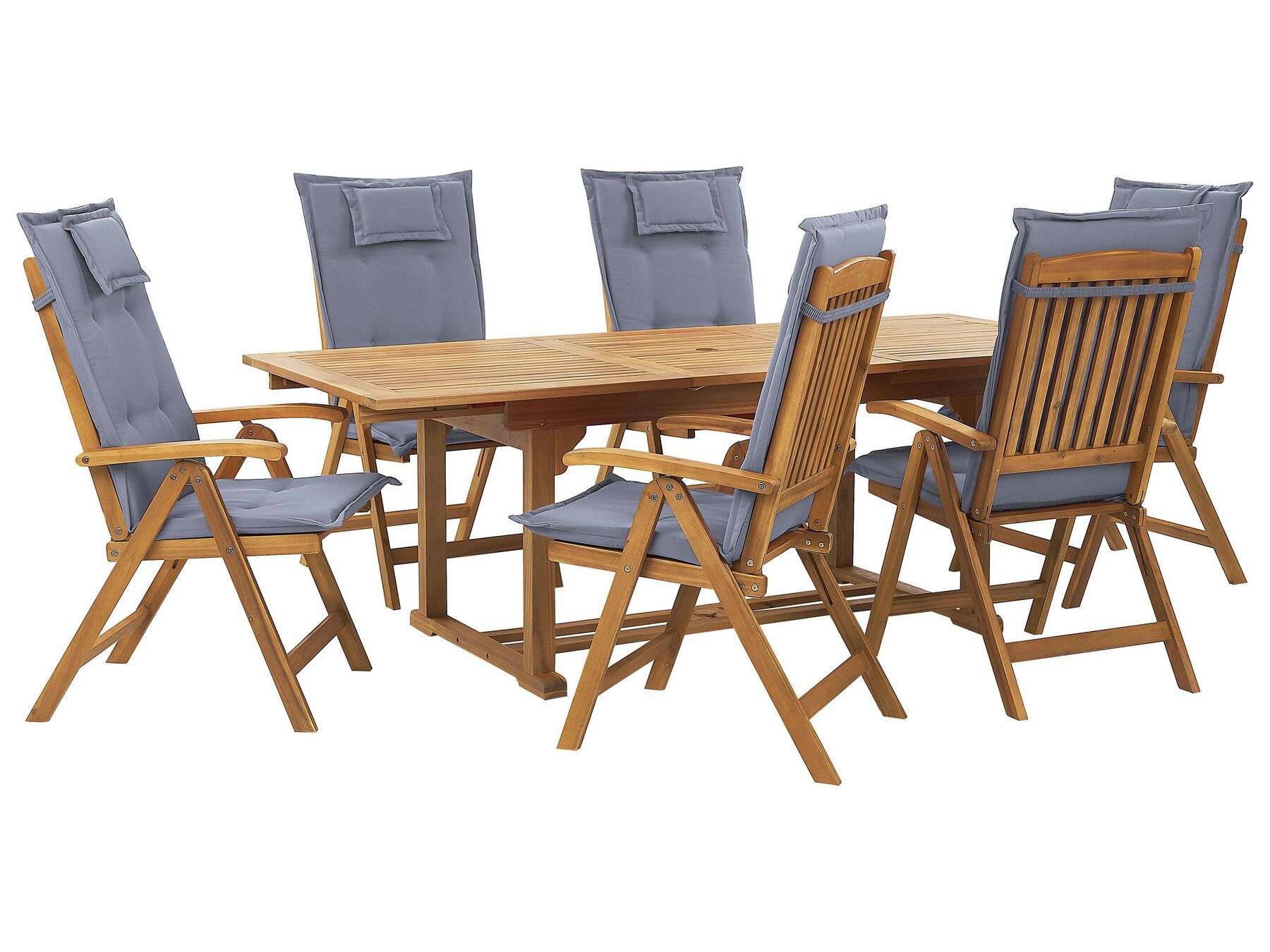 Garden Dining Set 6 Seater JAVA with Cushions Acacia Wood Blue