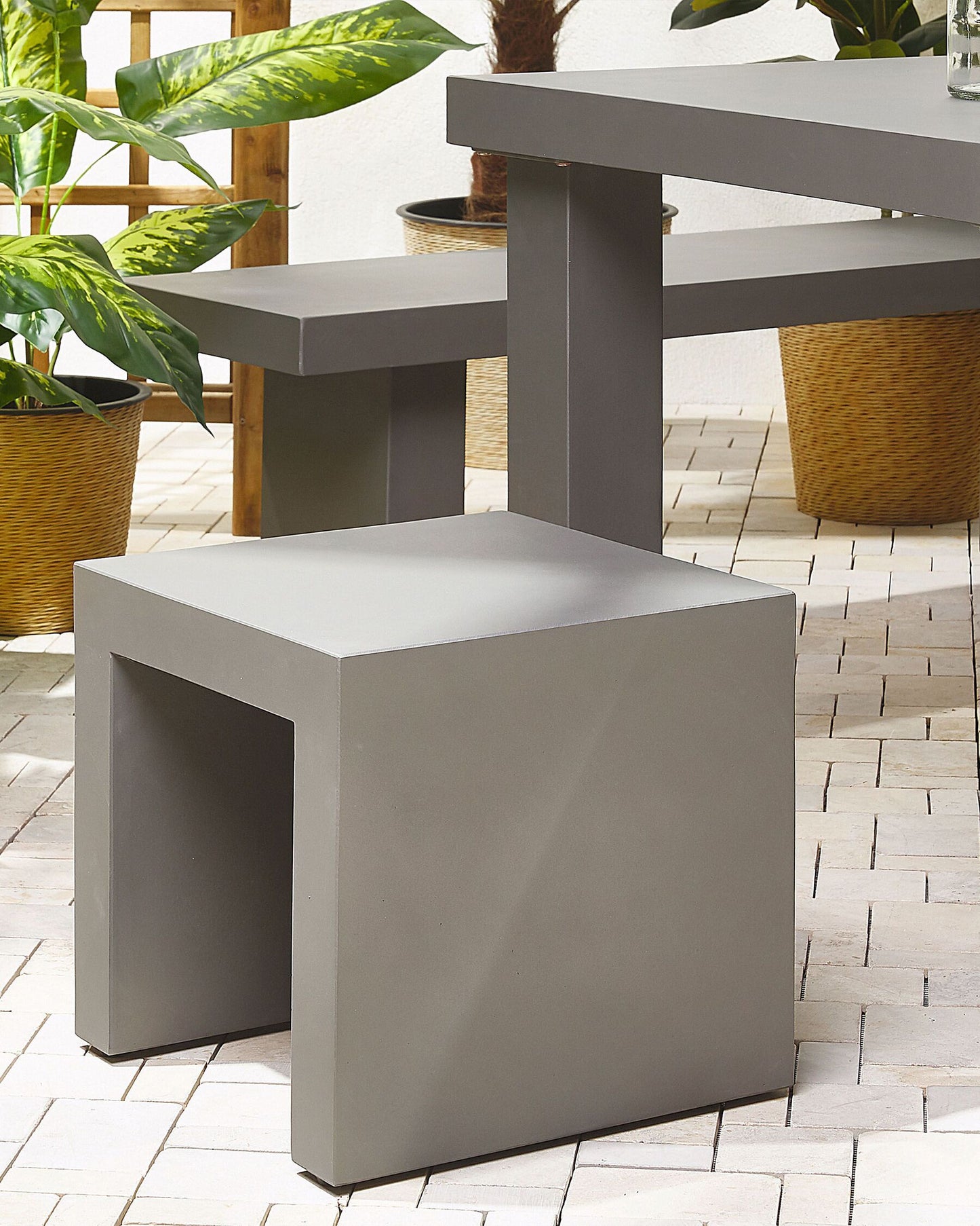 Set of 2 Garden Chairs TARANTO Concrete Grey