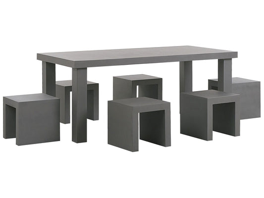 Garden Dining Set with Stools 6 Seater TARANTO Concrete Grey
