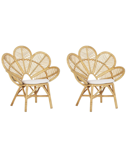 Set of 2 Peacock Chairs FLORENTINE Rattan Natural