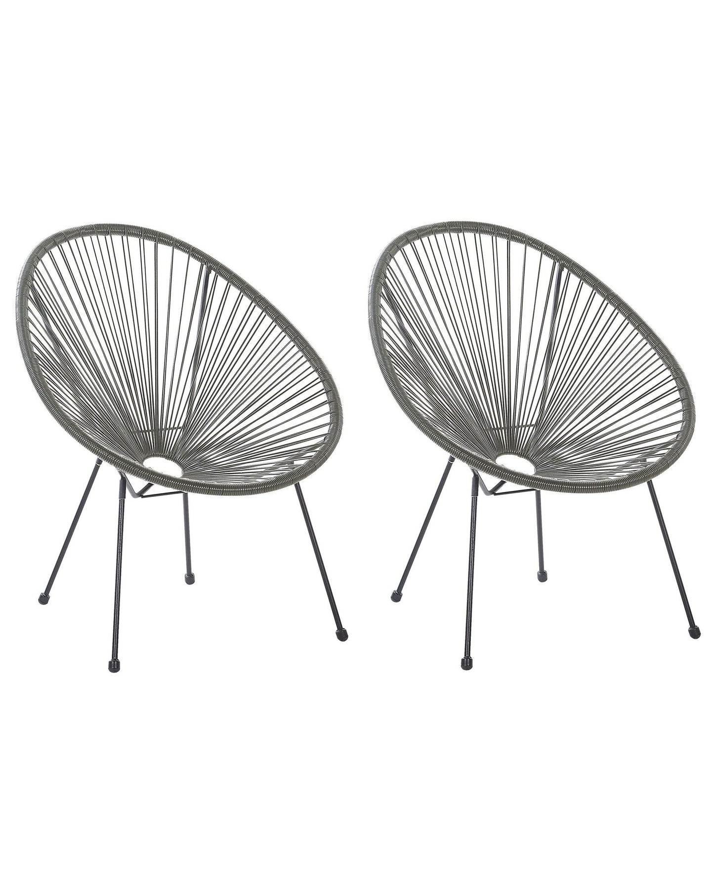 Set of 2 Garden Chairs Rattan Dark Grey