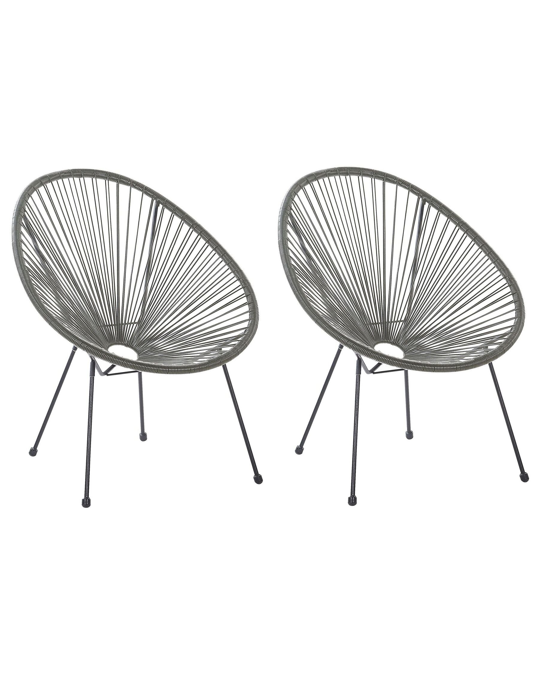 Set of 2 Garden Chairs Rattan Dark Grey