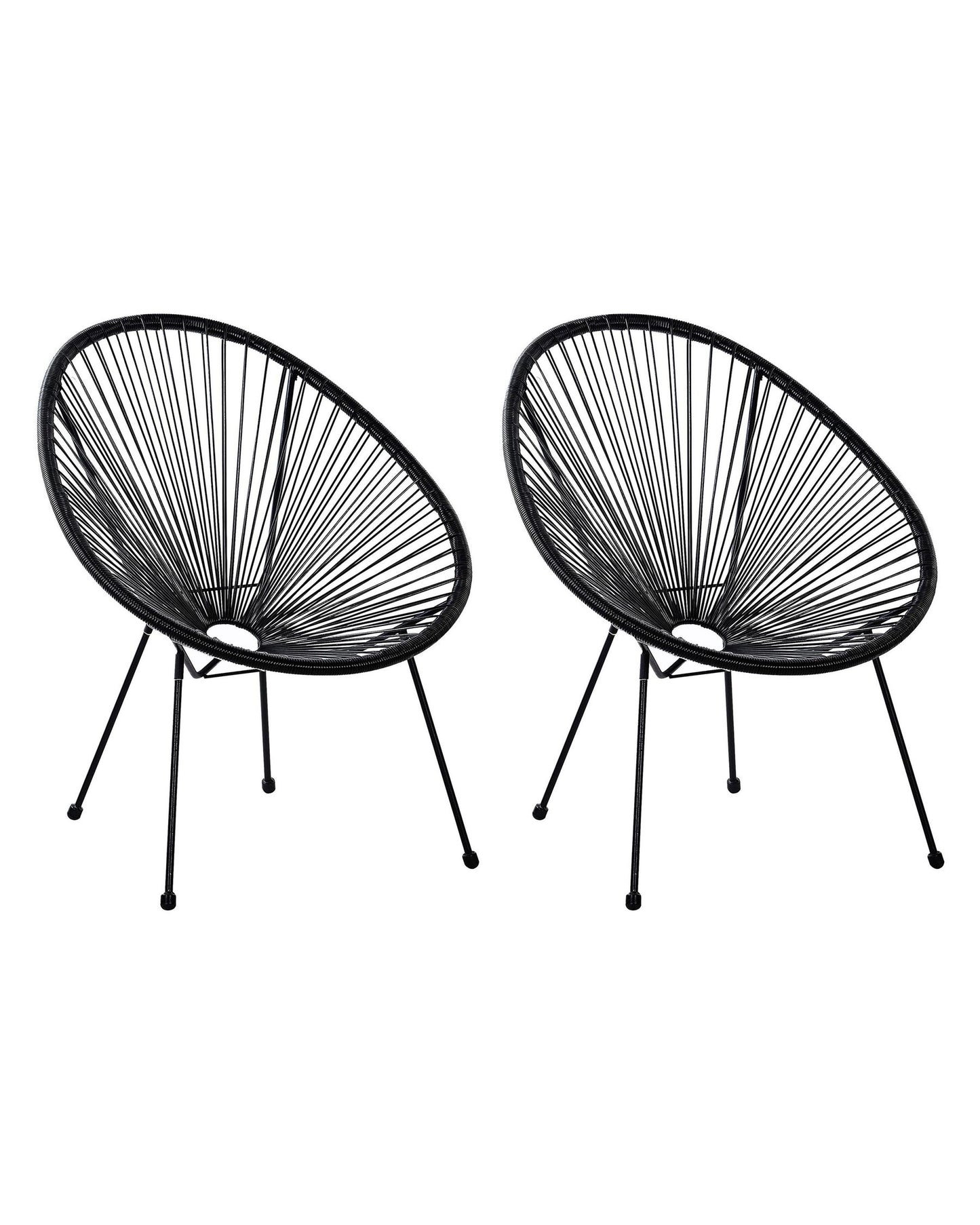 Set of 2 Garden Chairs ACAPULCO II PE Rattan Black