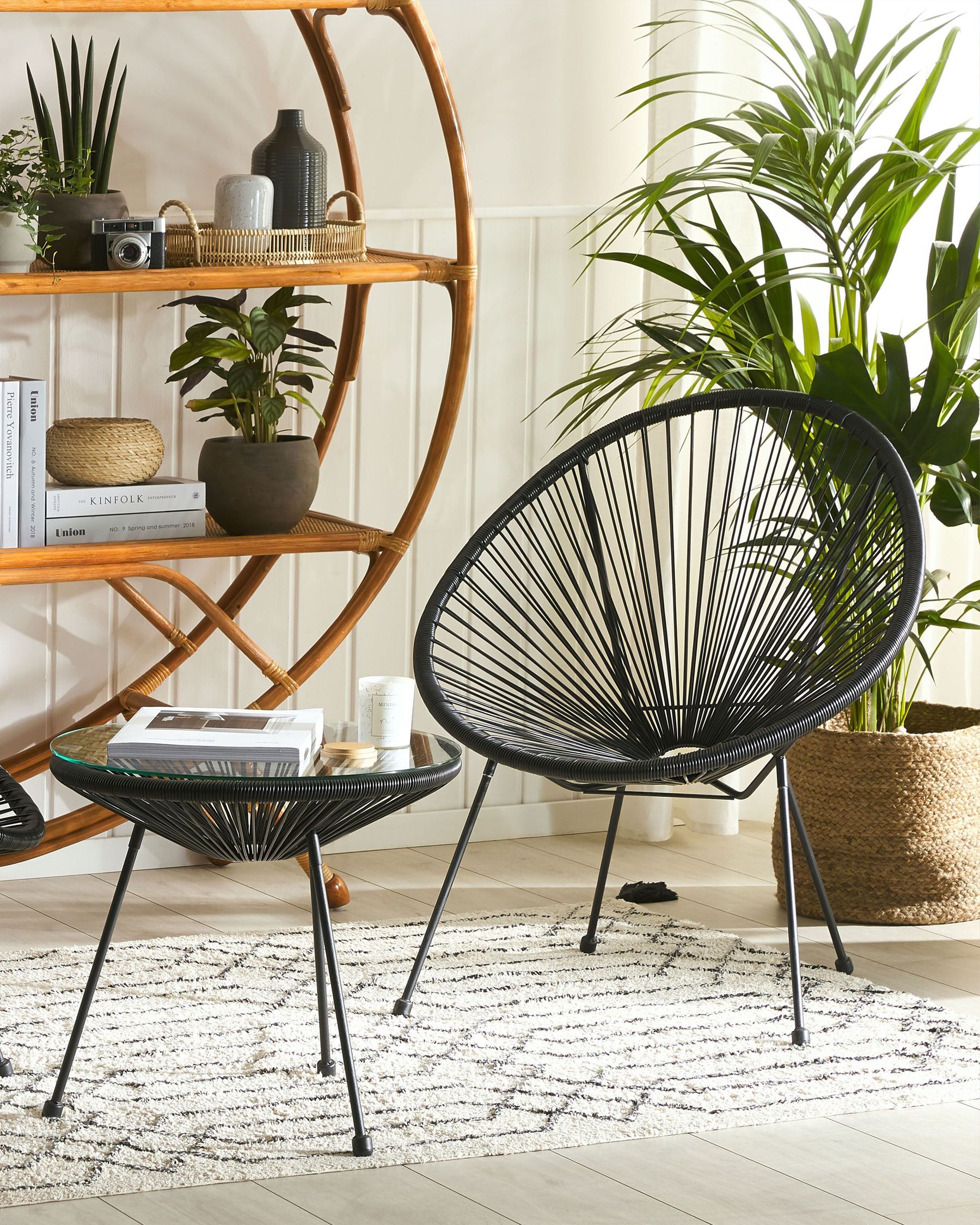 Set of 2 Garden Chairs ACAPULCO II PE Rattan Black