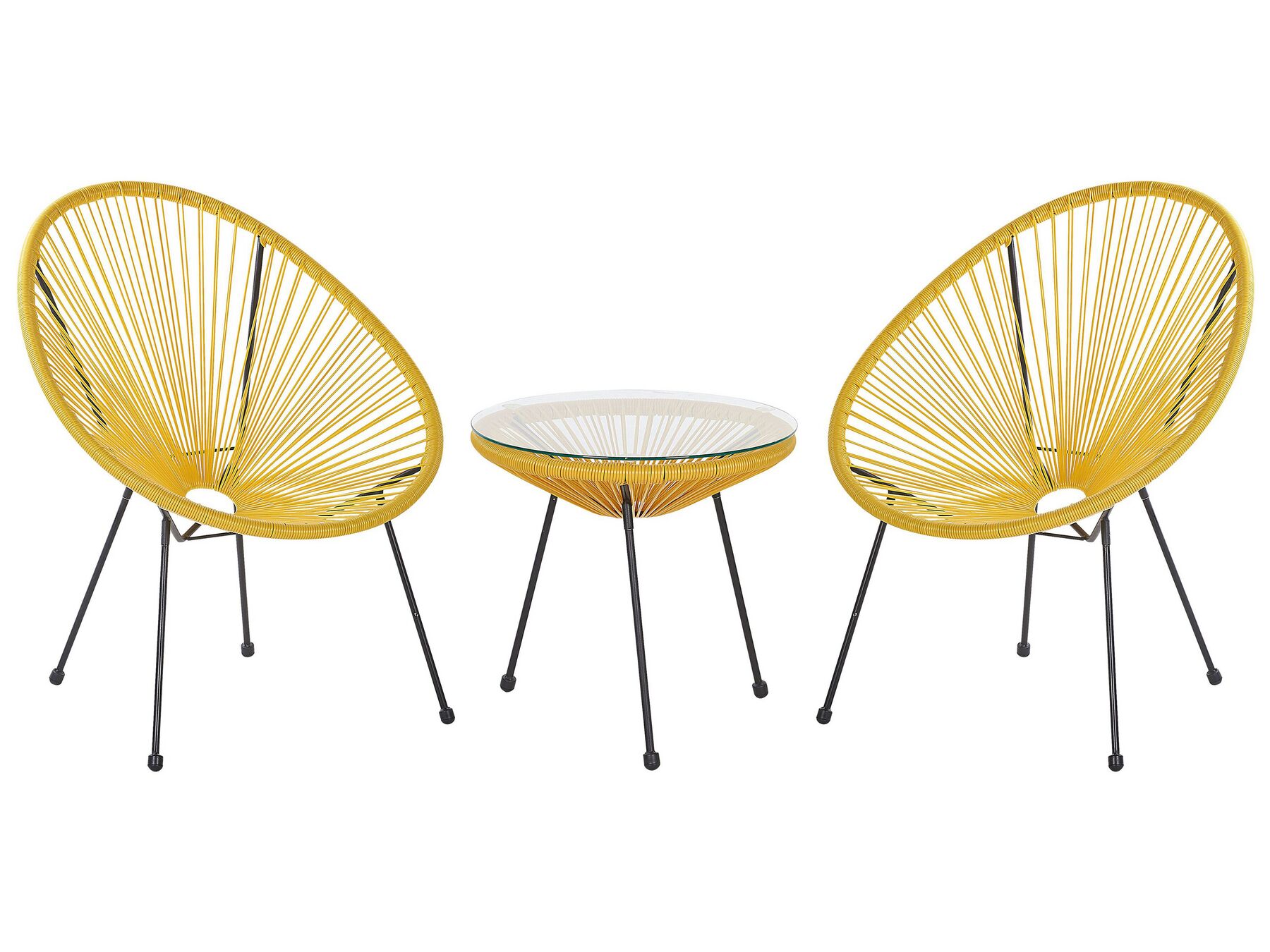 Bistro Set ACAPULCO II PE Rattan Yellow