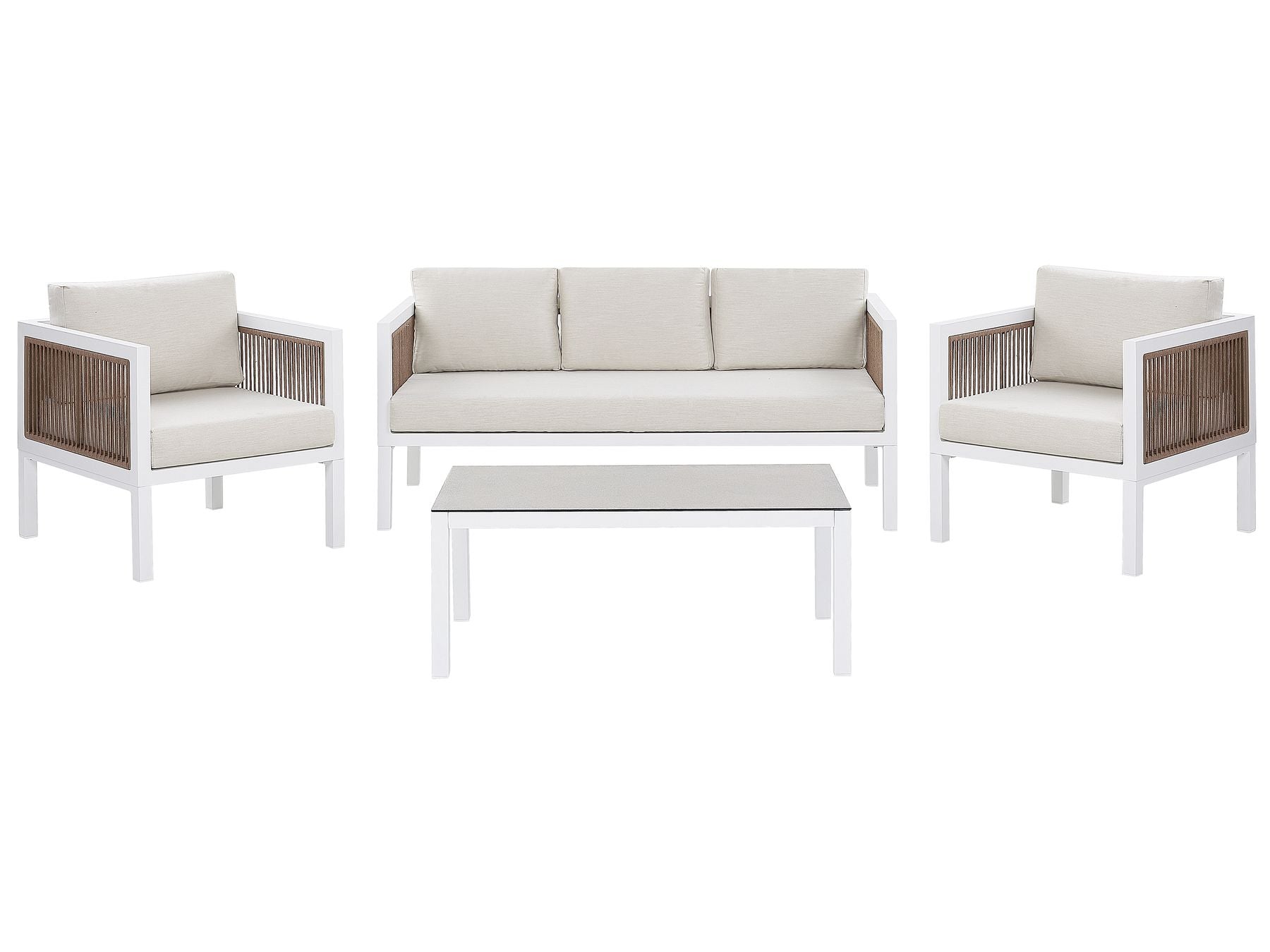Garden Lounge Set with Table 5 Seater BORELLO Metal White