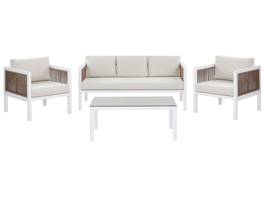 Garden Lounge Set with Table 5 Seater BORELLO Metal White