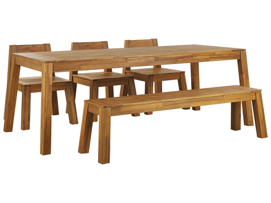 Garden Dining Set 6 Seater LIVORNO Acacia Wood Brown