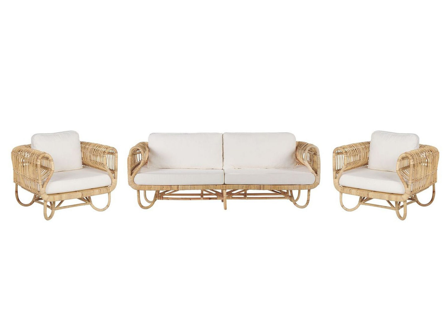 Garden Sofa Set 4 Seater Rattan Beige