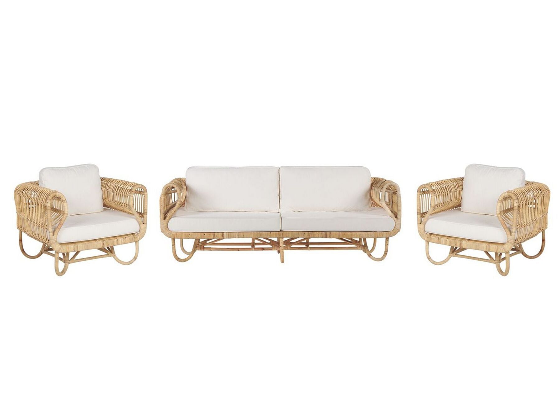 Garden Sofa Set 4 Seater Rattan Beige