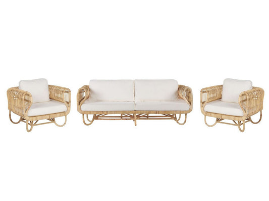 Garden Sofa Set 4 Seater Rattan Beige