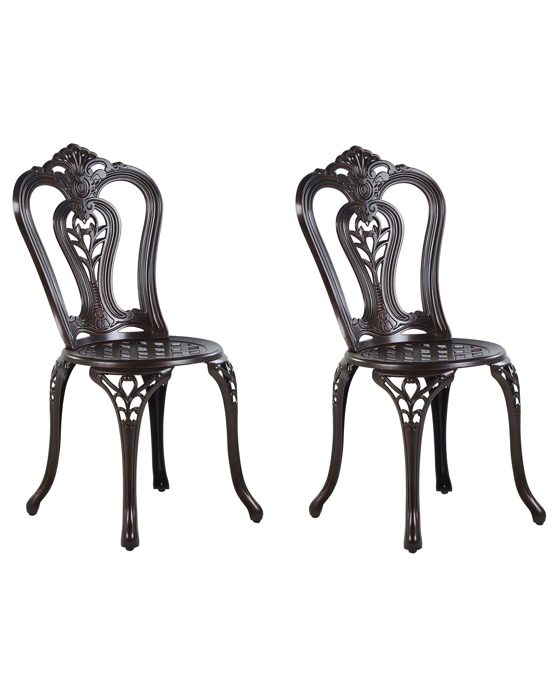 Set of 2 Garden Chairs BOVINO Metal Dark Brown