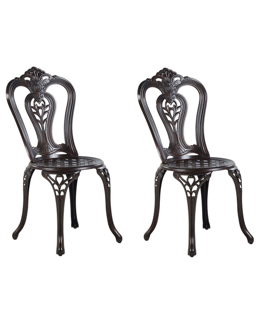 Set of 2 Garden Chairs BOVINO Metal Dark Brown