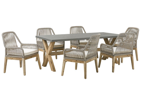 garden dining set 6 seater olbia with cushions concrete beige