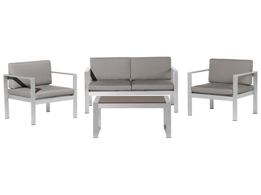 Garden Lounge Set with Table 4 Seater SALERNO Metal Dark Grey