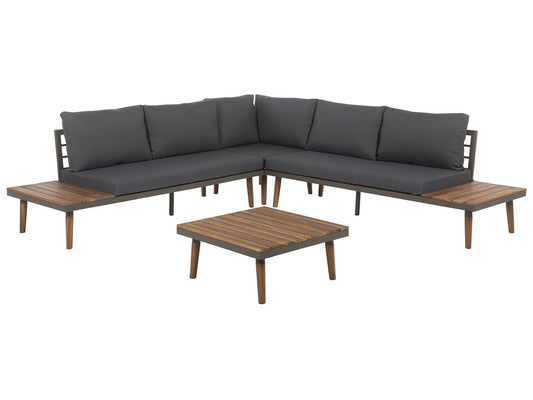 Garden Corner Sofa with Table 5 Seater CORATO Acacia Wood Grey