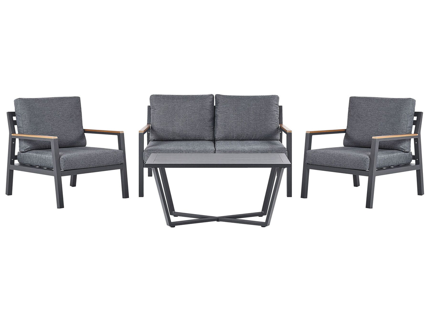 Garden Lounge Set with Table 4 Seater DELIA Metal Grey